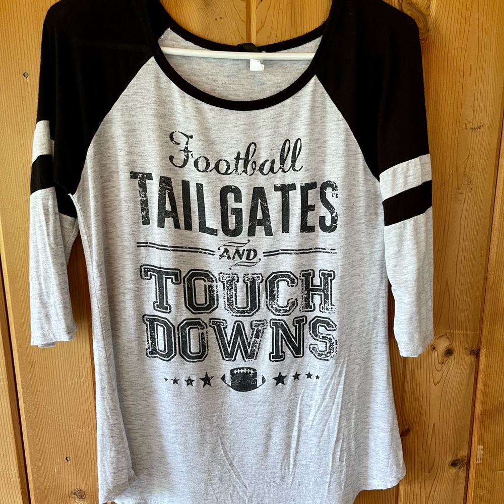 Lovely Souls: Women's "Football, Tailgates, and Touchdowns" 3/4 sleeve shirt - M